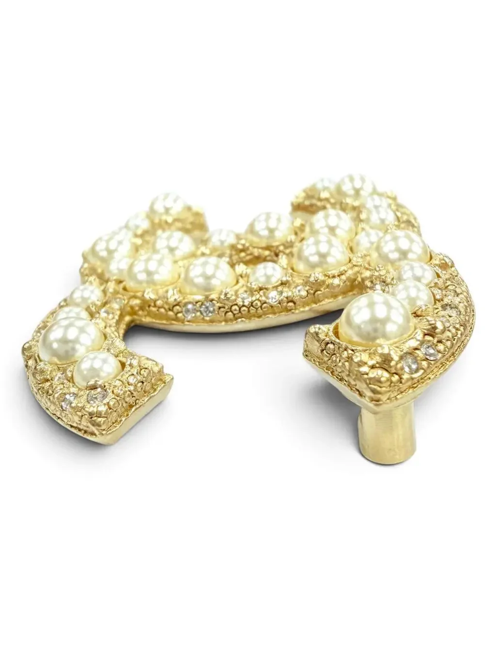 Chanel Cc Logo Brooch Gold-Tone Metal #343250C12B